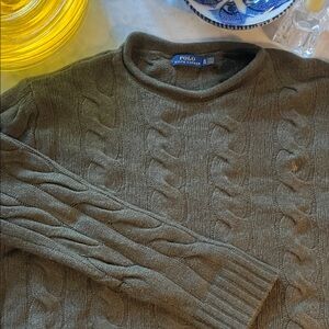 Polo by Ralph Lauren Green Cable Knit Crewneck Sweater